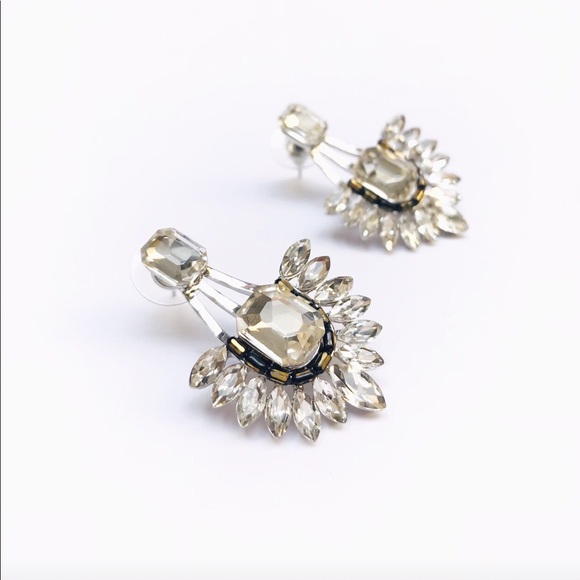 Fancy silver rhinestone earrings - Picture 2 of 3